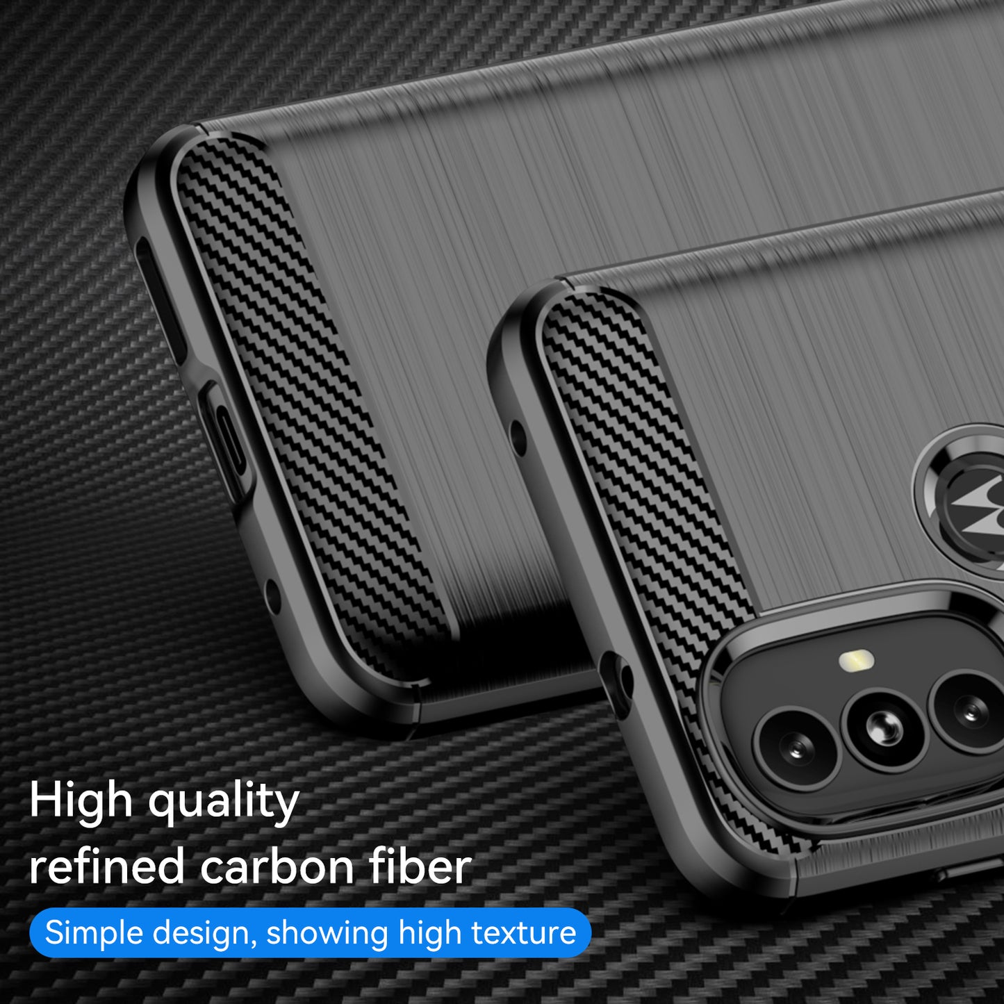 1.8mm Carbon Fiber Texture TPU Case Brushed Surface Super Flexible Buffering Phone Cover for Motorola Moto G Power (2022)