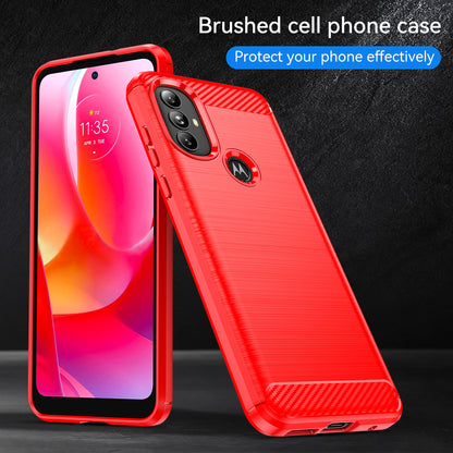 1.8mm Carbon Fiber Texture TPU Case Brushed Surface Super Flexible Buffering Phone Cover for Motorola Moto G Power (2022)