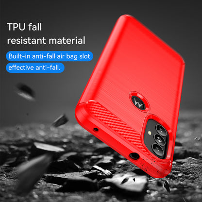 1.8mm Carbon Fiber Texture TPU Case Brushed Surface Super Flexible Buffering Phone Cover for Motorola Moto G Power (2022)