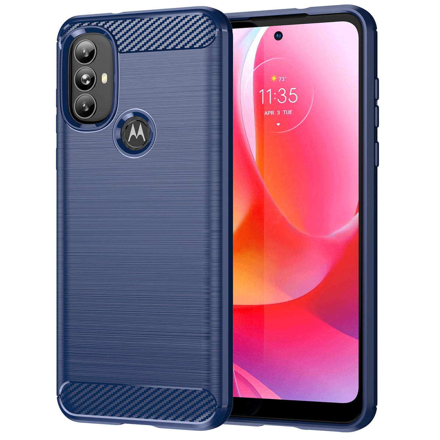 1.8mm Carbon Fiber Texture TPU Case Brushed Surface Super Flexible Buffering Phone Cover for Motorola Moto G Power (2022)