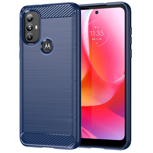 1.8mm Carbon Fiber Texture TPU Case Brushed Surface Super Flexible Buffering Phone Cover for Motorola Moto G Power (2022)