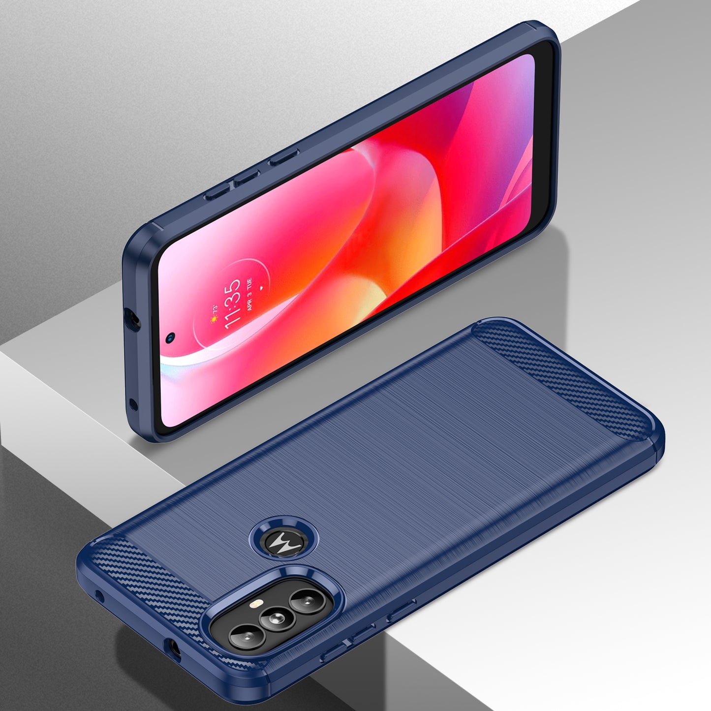 1.8mm Carbon Fiber Texture TPU Case Brushed Surface Super Flexible Buffering Phone Cover for Motorola Moto G Power (2022)