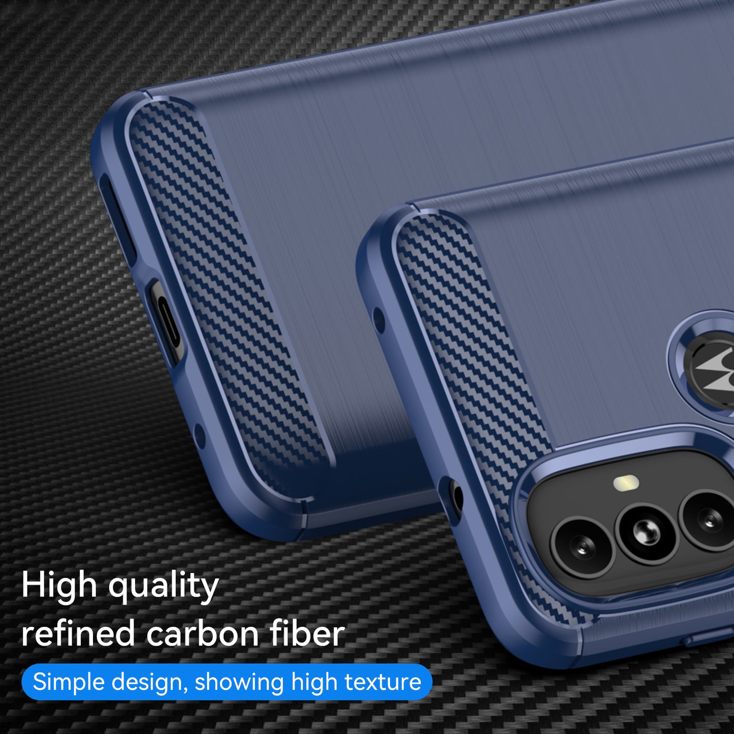 1.8mm Carbon Fiber Texture TPU Case Brushed Surface Super Flexible Buffering Phone Cover for Motorola Moto G Power (2022)