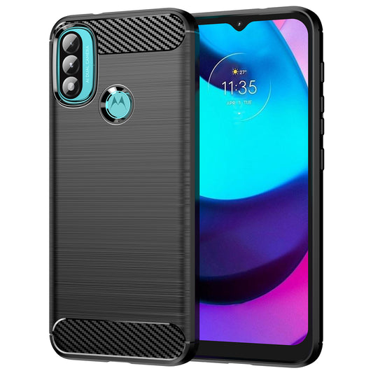 1.8mm Carbon Fiber Texture Brushed Surface TPU Case Air Bag Buffering Super Flexible Phone Cover for Motorola Moto E40/E30/E20
