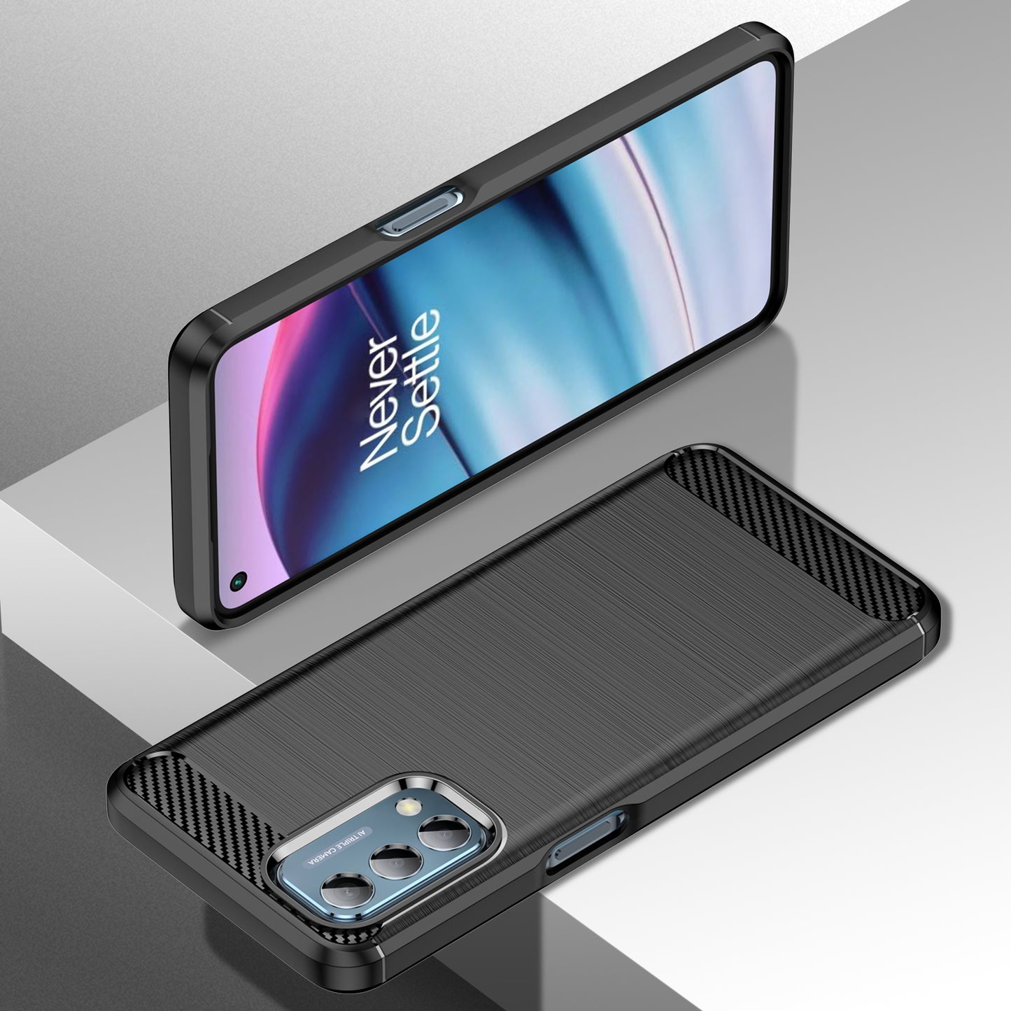 1.8mm Carbon Fiber Texture Brushed Surface TPU Case Air Bag Buffering Super Flexible Phone Cover for Motorola Moto E40/E30/E20