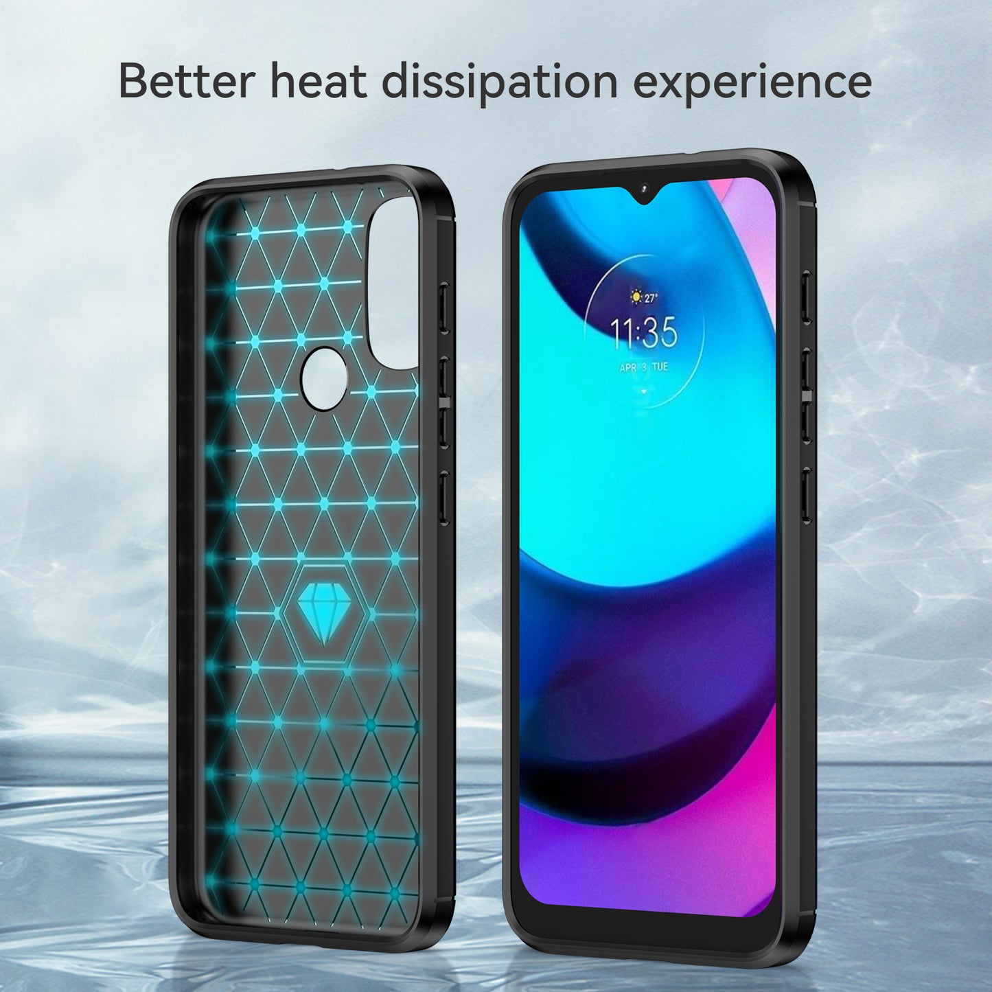 1.8mm Carbon Fiber Texture Brushed Surface TPU Case Air Bag Buffering Super Flexible Phone Cover for Motorola Moto E40/E30/E20