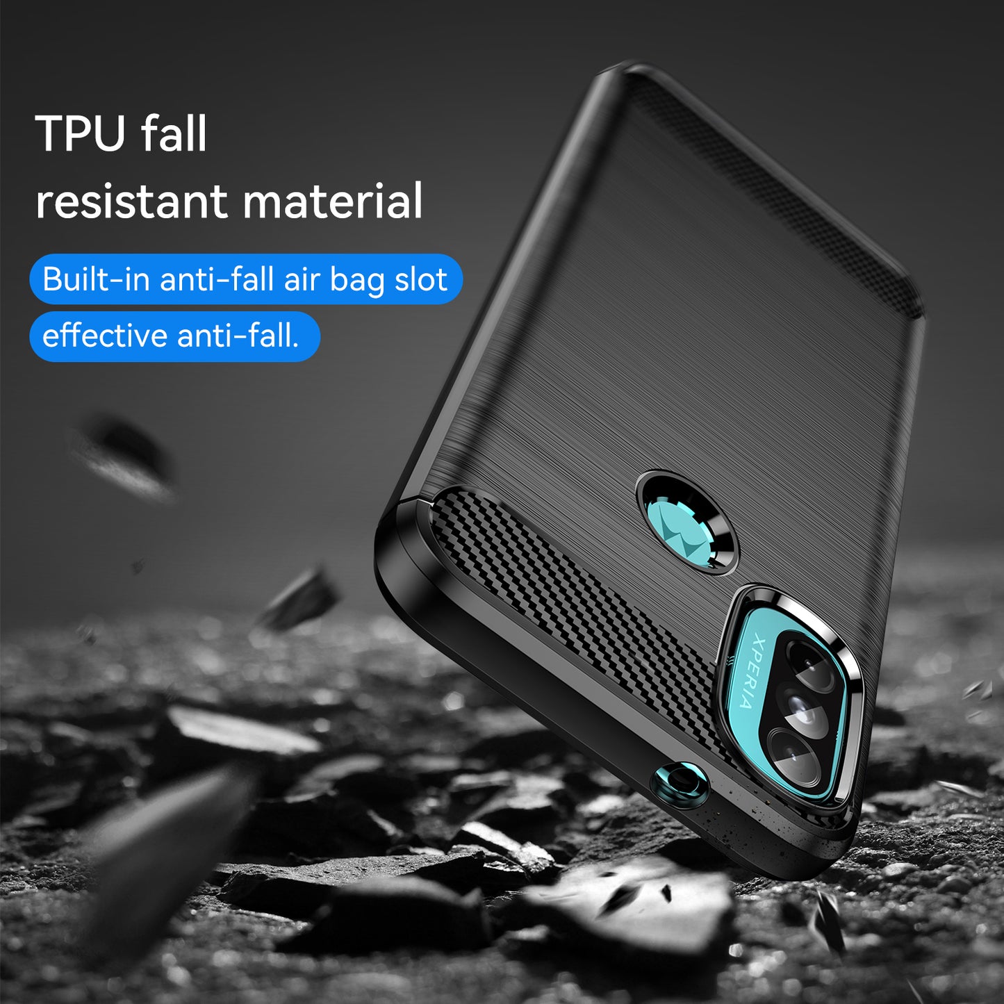 1.8mm Carbon Fiber Texture Brushed Surface TPU Case Air Bag Buffering Super Flexible Phone Cover for Motorola Moto E40/E30/E20