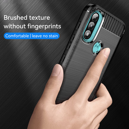 1.8mm Carbon Fiber Texture Brushed Surface TPU Case Air Bag Buffering Super Flexible Phone Cover for Motorola Moto E40/E30/E20