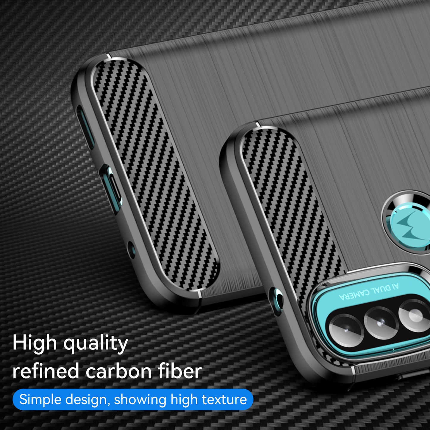 1.8mm Carbon Fiber Texture Brushed Surface TPU Case Air Bag Buffering Super Flexible Phone Cover for Motorola Moto E40/E30/E20