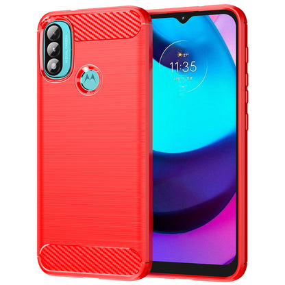 1.8mm Carbon Fiber Texture Brushed Surface TPU Case Air Bag Buffering Super Flexible Phone Cover for Motorola Moto E40/E30/E20
