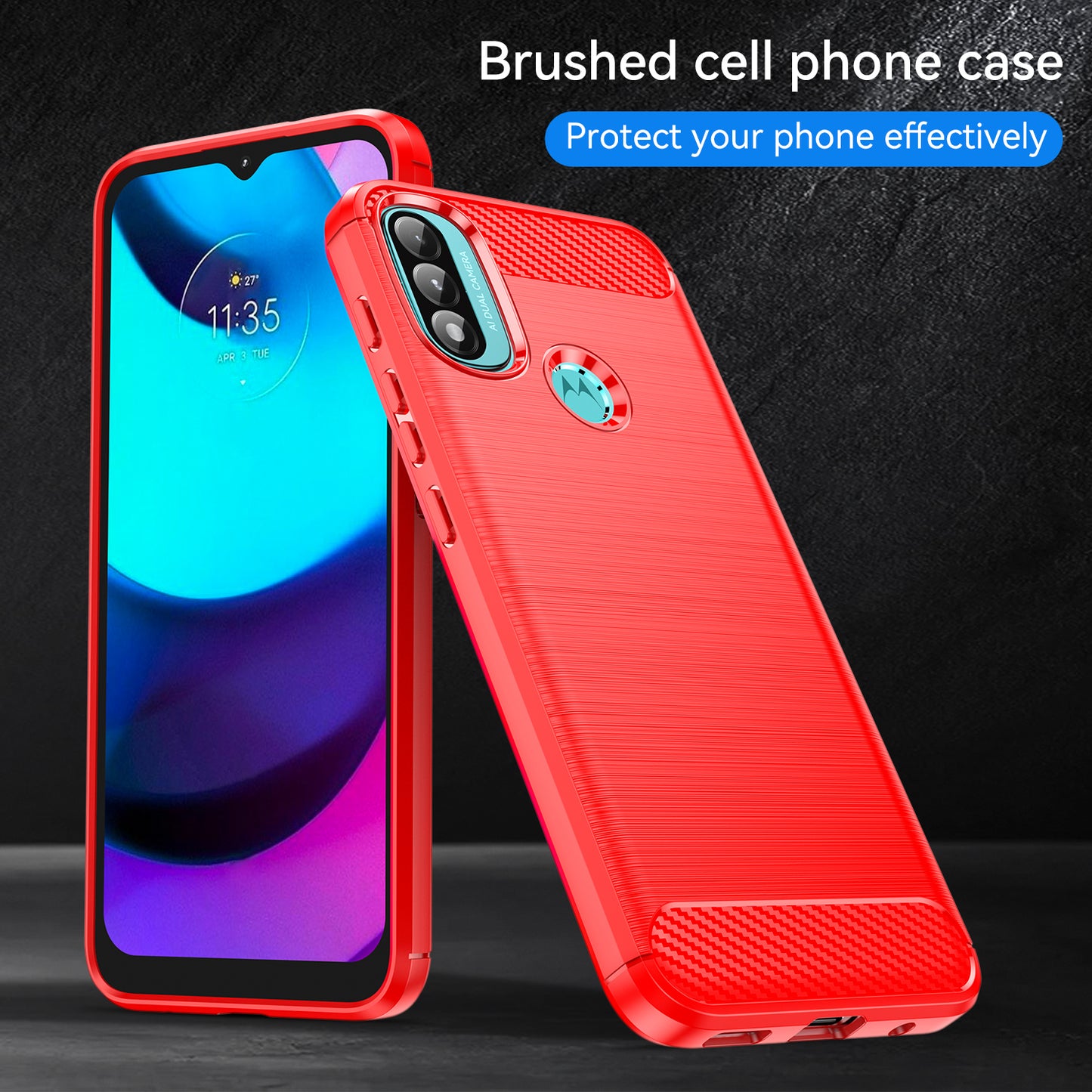 1.8mm Carbon Fiber Texture Brushed Surface TPU Case Air Bag Buffering Super Flexible Phone Cover for Motorola Moto E40/E30/E20