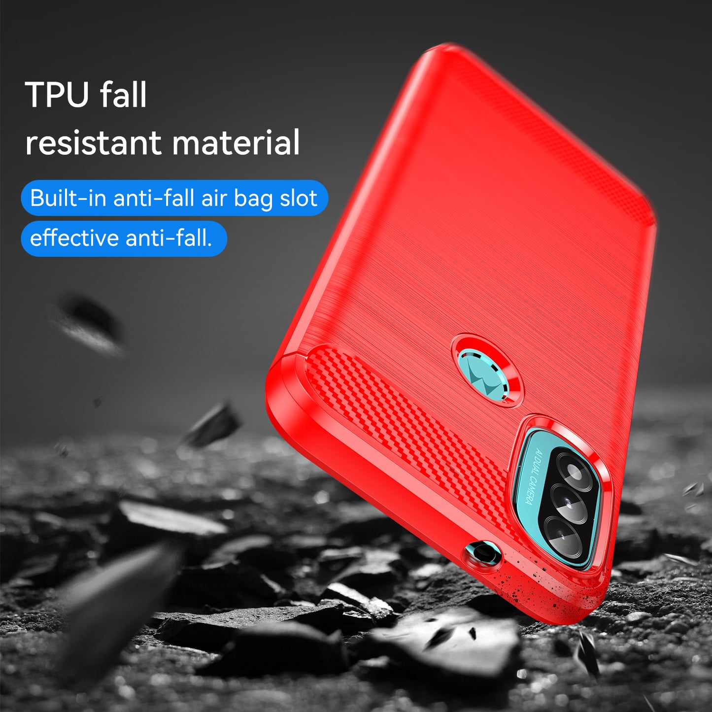 1.8mm Carbon Fiber Texture Brushed Surface TPU Case Air Bag Buffering Super Flexible Phone Cover for Motorola Moto E40/E30/E20
