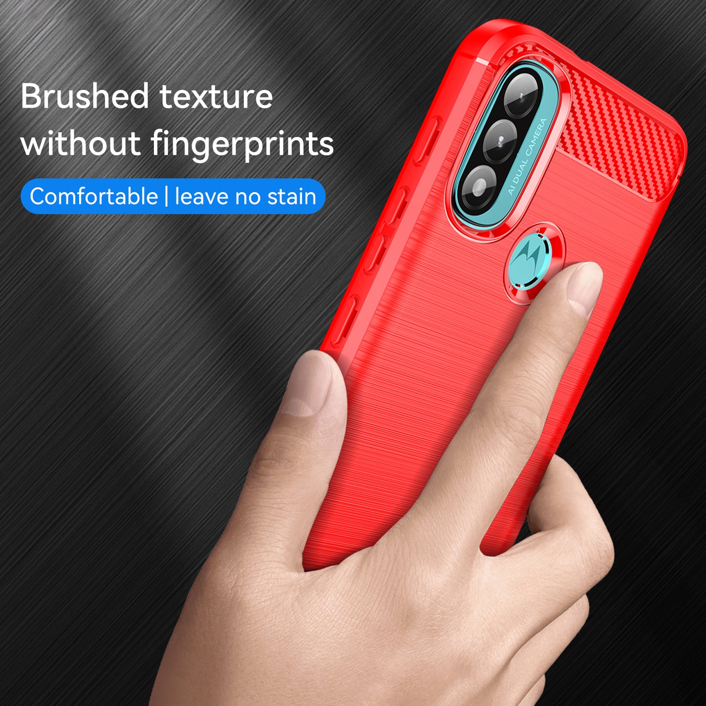 1.8mm Carbon Fiber Texture Brushed Surface TPU Case Air Bag Buffering Super Flexible Phone Cover for Motorola Moto E40/E30/E20