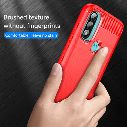 1.8mm Carbon Fiber Texture Brushed Surface TPU Case Air Bag Buffering Super Flexible Phone Cover for Motorola Moto E40/E30/E20
