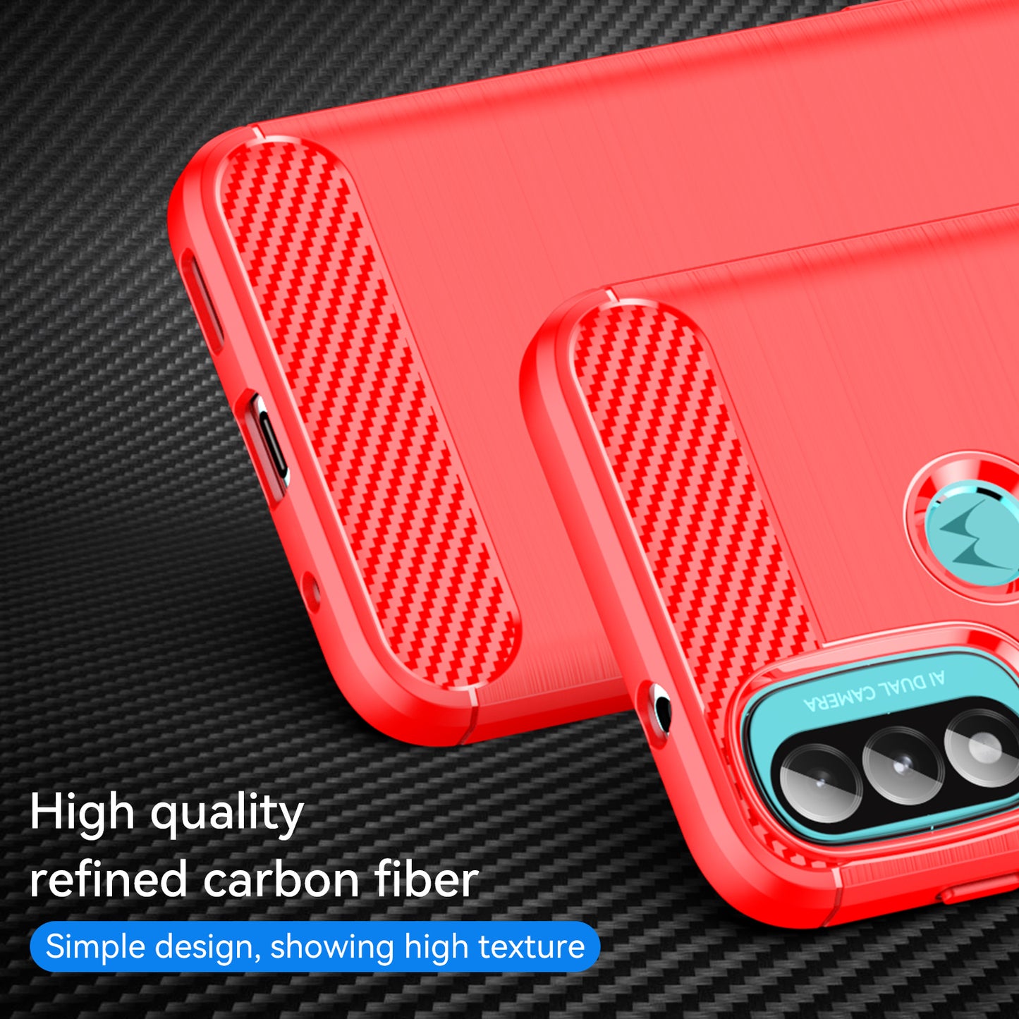 1.8mm Carbon Fiber Texture Brushed Surface TPU Case Air Bag Buffering Super Flexible Phone Cover for Motorola Moto E40/E30/E20