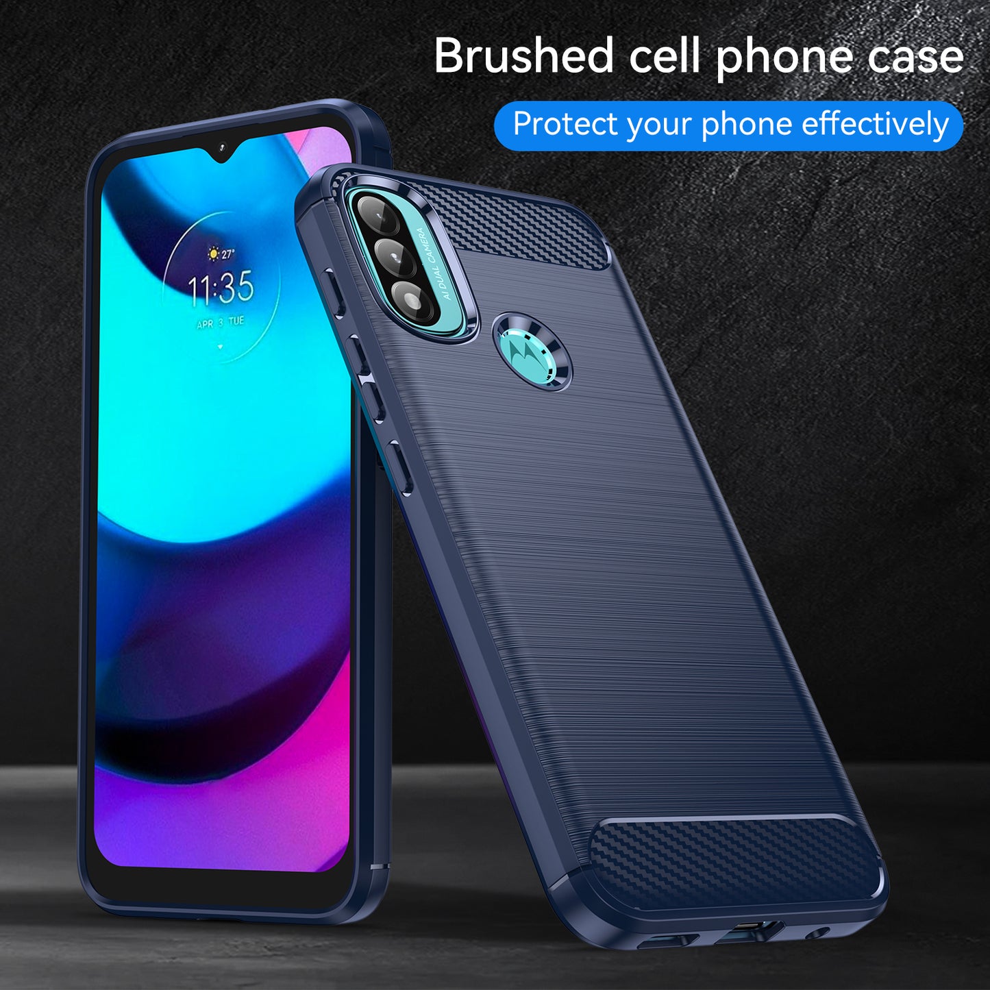 1.8mm Carbon Fiber Texture Brushed Surface TPU Case Air Bag Buffering Super Flexible Phone Cover for Motorola Moto E40/E30/E20