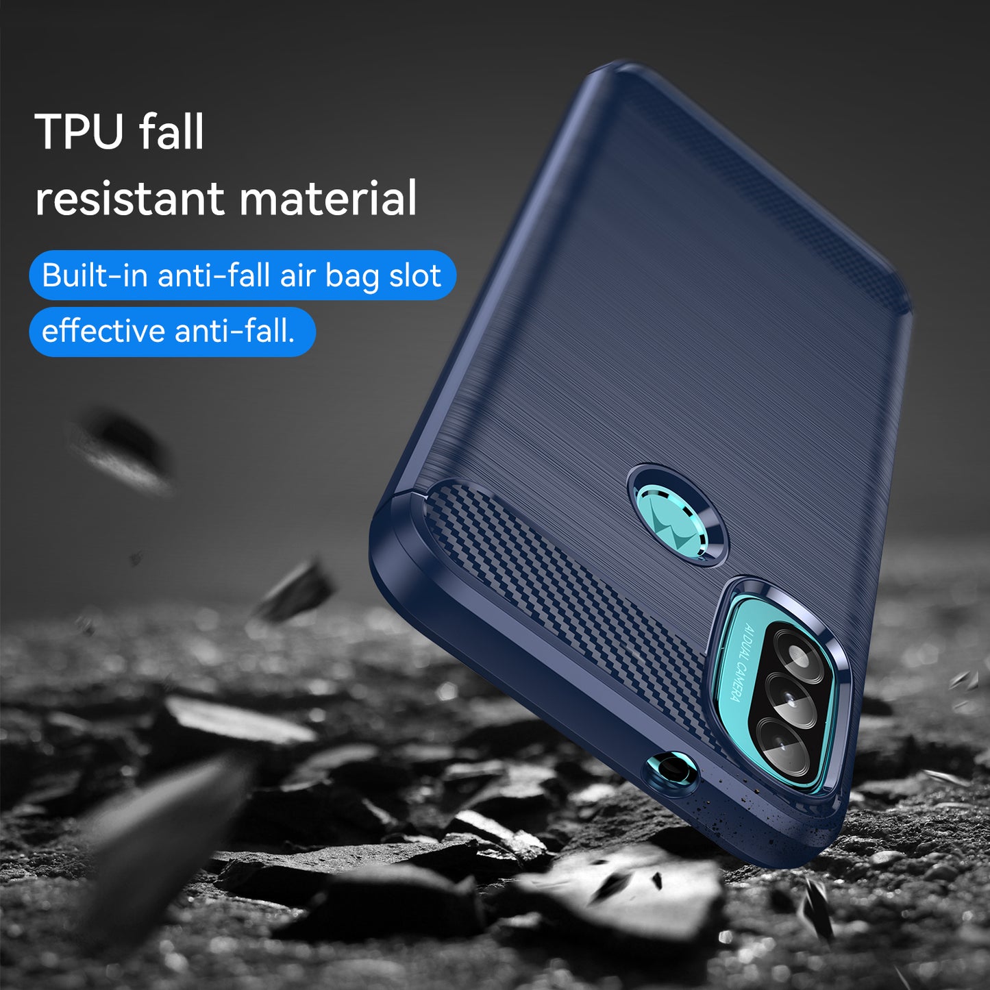 1.8mm Carbon Fiber Texture Brushed Surface TPU Case Air Bag Buffering Super Flexible Phone Cover for Motorola Moto E40/E30/E20
