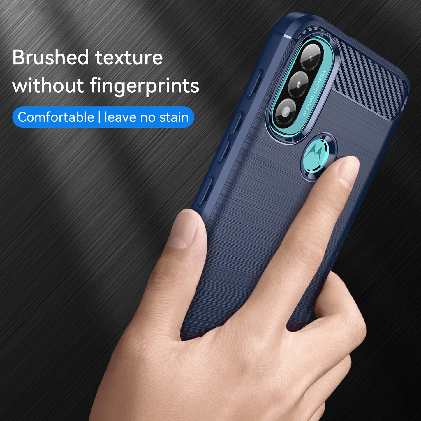 1.8mm Carbon Fiber Texture Brushed Surface TPU Case Air Bag Buffering Super Flexible Phone Cover for Motorola Moto E40/E30/E20