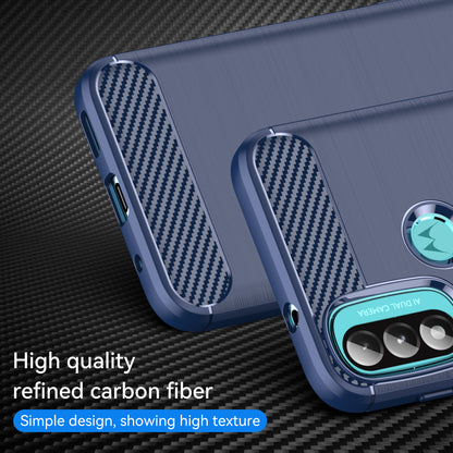 1.8mm Carbon Fiber Texture Brushed Surface TPU Case Air Bag Buffering Super Flexible Phone Cover for Motorola Moto E40/E30/E20