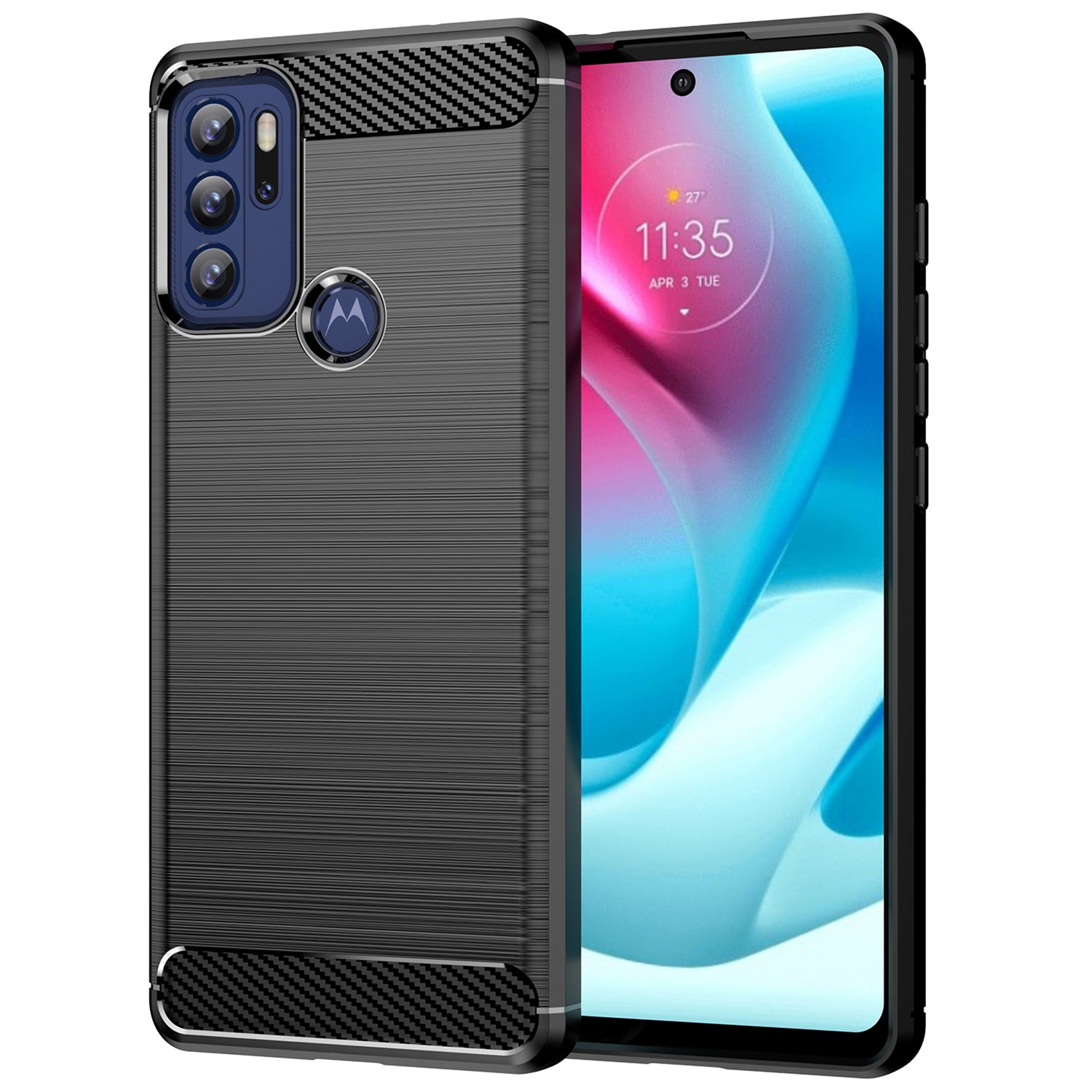 1.8mm Heat Dissipation Carbon Fiber Texture Brushed Surface Super Flexible TPU Case Phone Cover for Motorola Moto G60S/G60