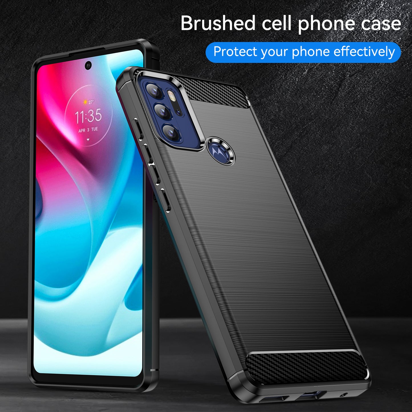 1.8mm Heat Dissipation Carbon Fiber Texture Brushed Surface Super Flexible TPU Case Phone Cover for Motorola Moto G60S/G60