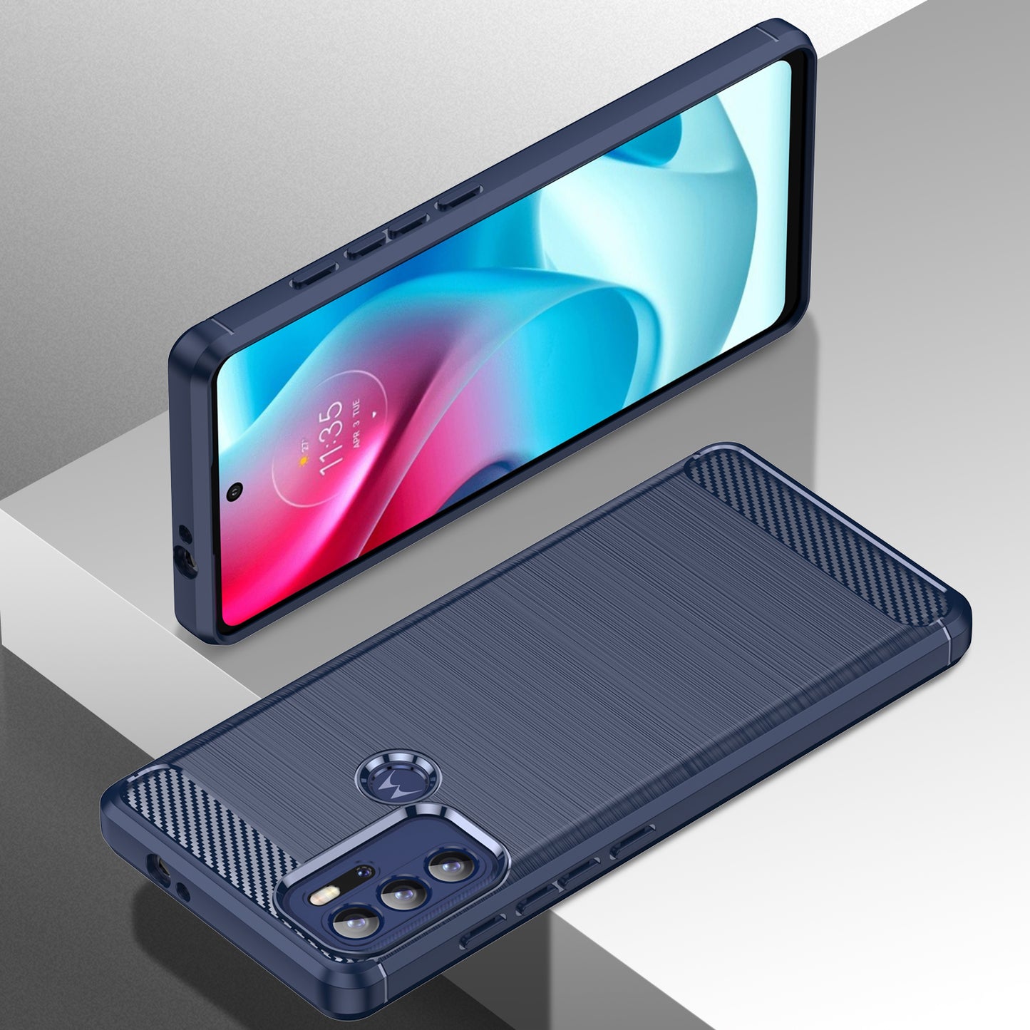 1.8mm Heat Dissipation Carbon Fiber Texture Brushed Surface Super Flexible TPU Case Phone Cover for Motorola Moto G60S/G60