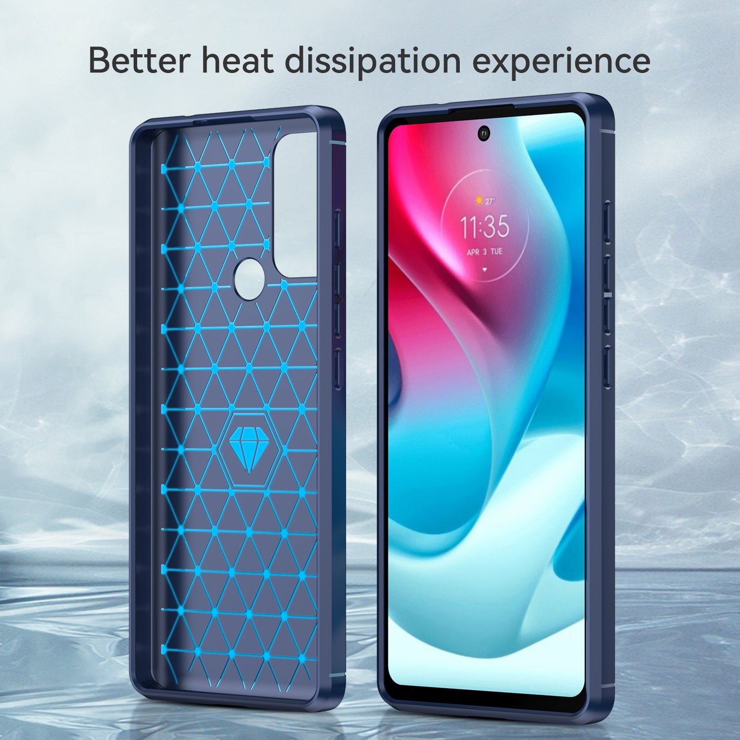 1.8mm Heat Dissipation Carbon Fiber Texture Brushed Surface Super Flexible TPU Case Phone Cover for Motorola Moto G60S/G60