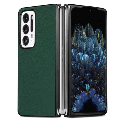 Anti-scratch Rough Litchi Texture Fall Protection PU Leather Coated PC Phone Cover Case for Oppo Find N