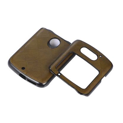 For Motorola Razr 5G Grid Texture PU Leather Coated Phone Case Hard PC + Soft TPU Protective Cover