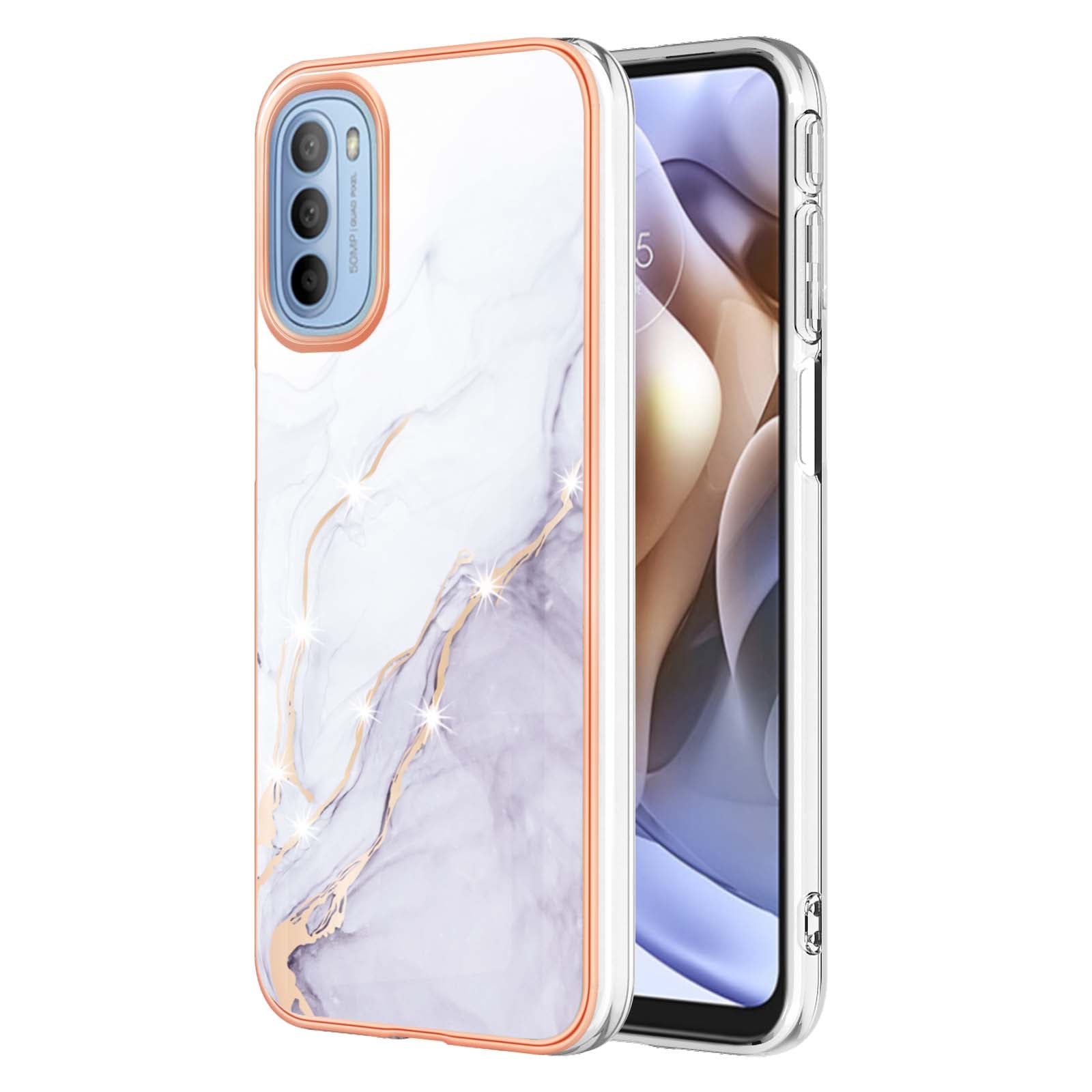 YB IMD Series-2 Marble Soft TPU Case for Motorola Moto G31 / Moto G41, IMD Anti-Scratch Electroplating Cover