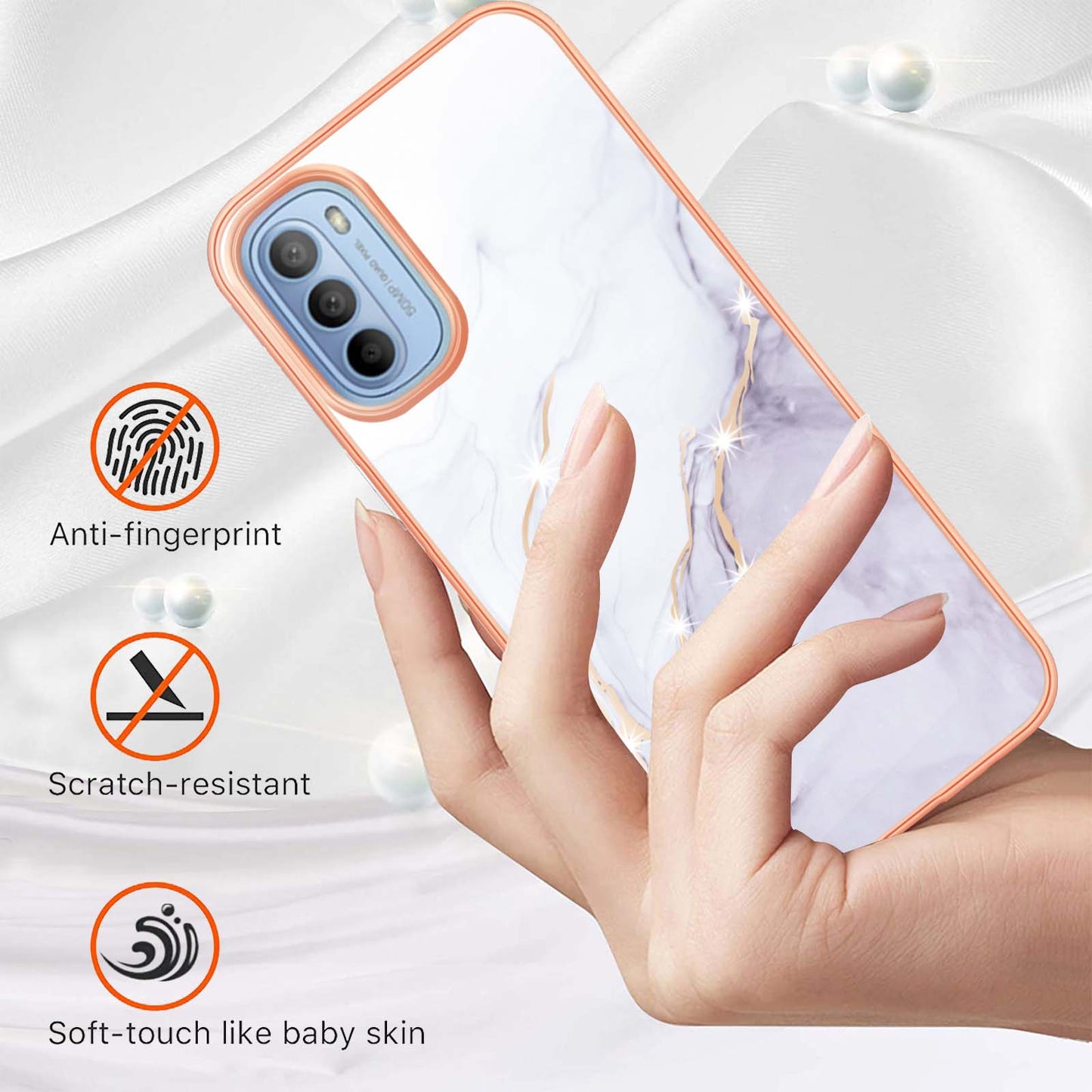 YB IMD Series-2 Marble Soft TPU Case for Motorola Moto G31 / Moto G41, IMD Anti-Scratch Electroplating Cover