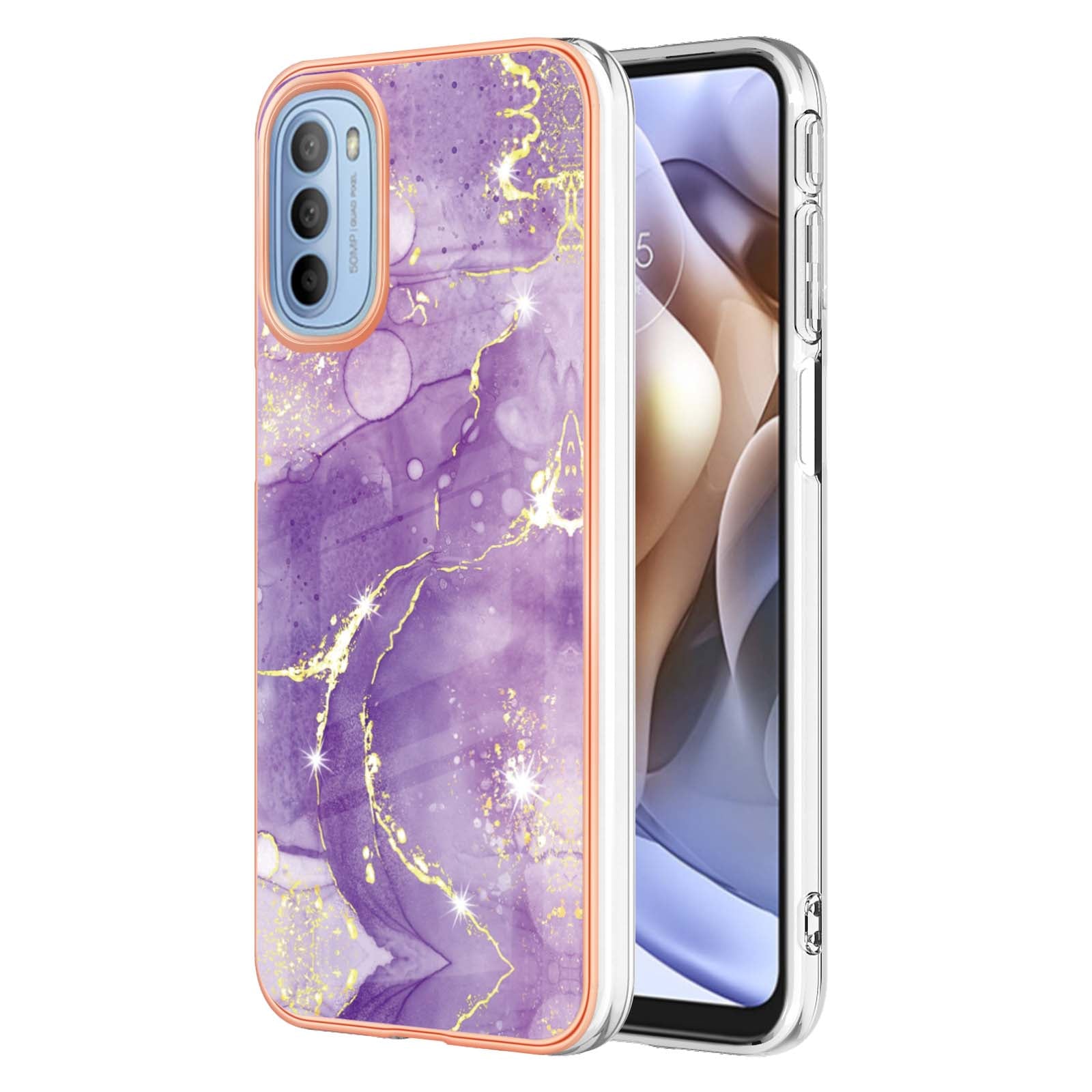 YB IMD Series-2 Marble Soft TPU Case for Motorola Moto G31 / Moto G41, IMD Anti-Scratch Electroplating Cover