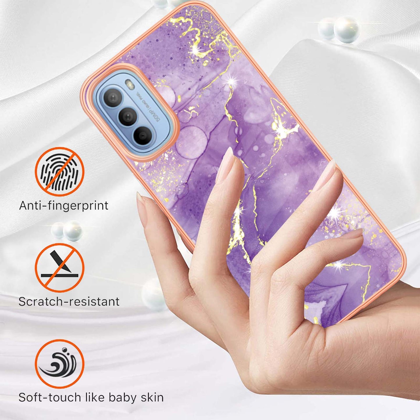 YB IMD Series-2 Marble Soft TPU Case for Motorola Moto G31 / Moto G41, IMD Anti-Scratch Electroplating Cover