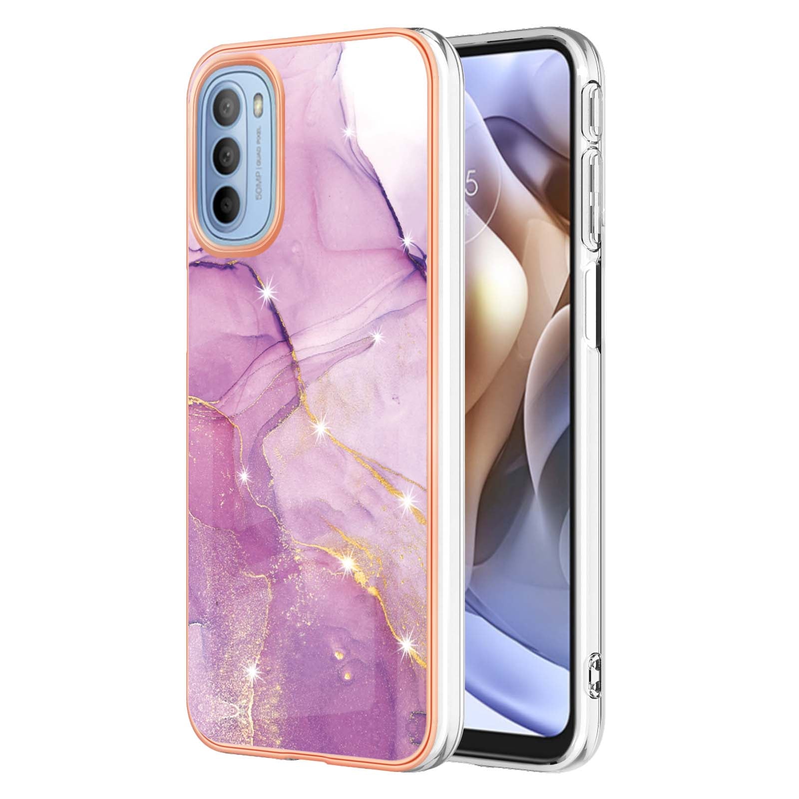 YB IMD Series-2 Marble Soft TPU Case for Motorola Moto G31 / Moto G41, IMD Anti-Scratch Electroplating Cover