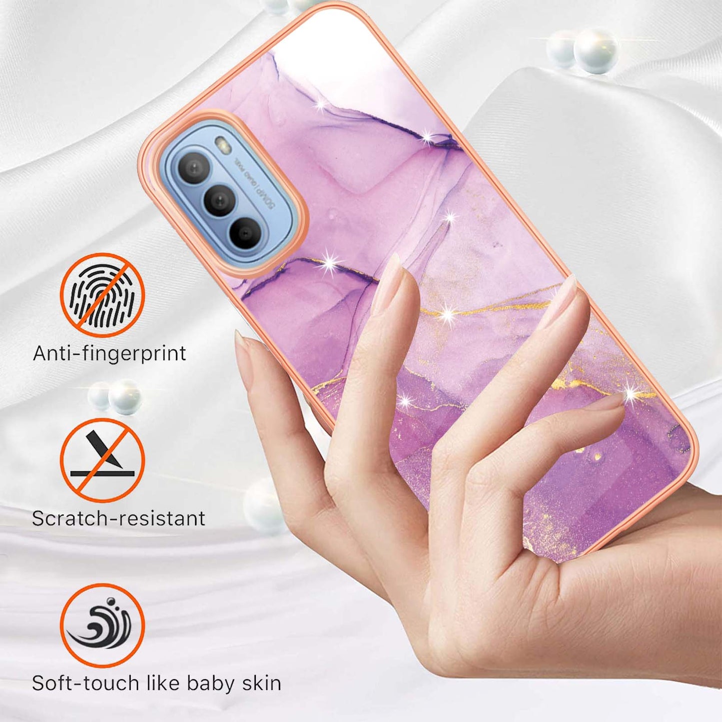 YB IMD Series-2 Marble Soft TPU Case for Motorola Moto G31 / Moto G41, IMD Anti-Scratch Electroplating Cover