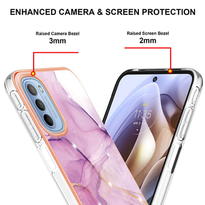 YB IMD Series-2 Marble Soft TPU Case for Motorola Moto G31 / Moto G41, IMD Anti-Scratch Electroplating Cover