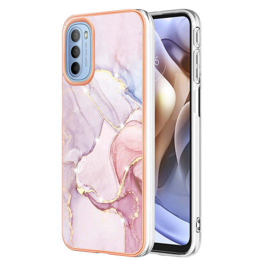YB IMD Series-2 Marble Soft TPU Case for Motorola Moto G31 / Moto G41, IMD Anti-Scratch Electroplating Cover
