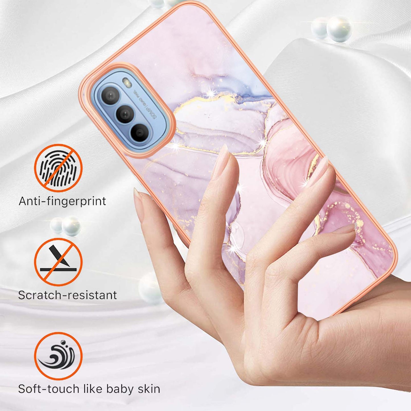 YB IMD Series-2 Marble Soft TPU Case for Motorola Moto G31 / Moto G41, IMD Anti-Scratch Electroplating Cover