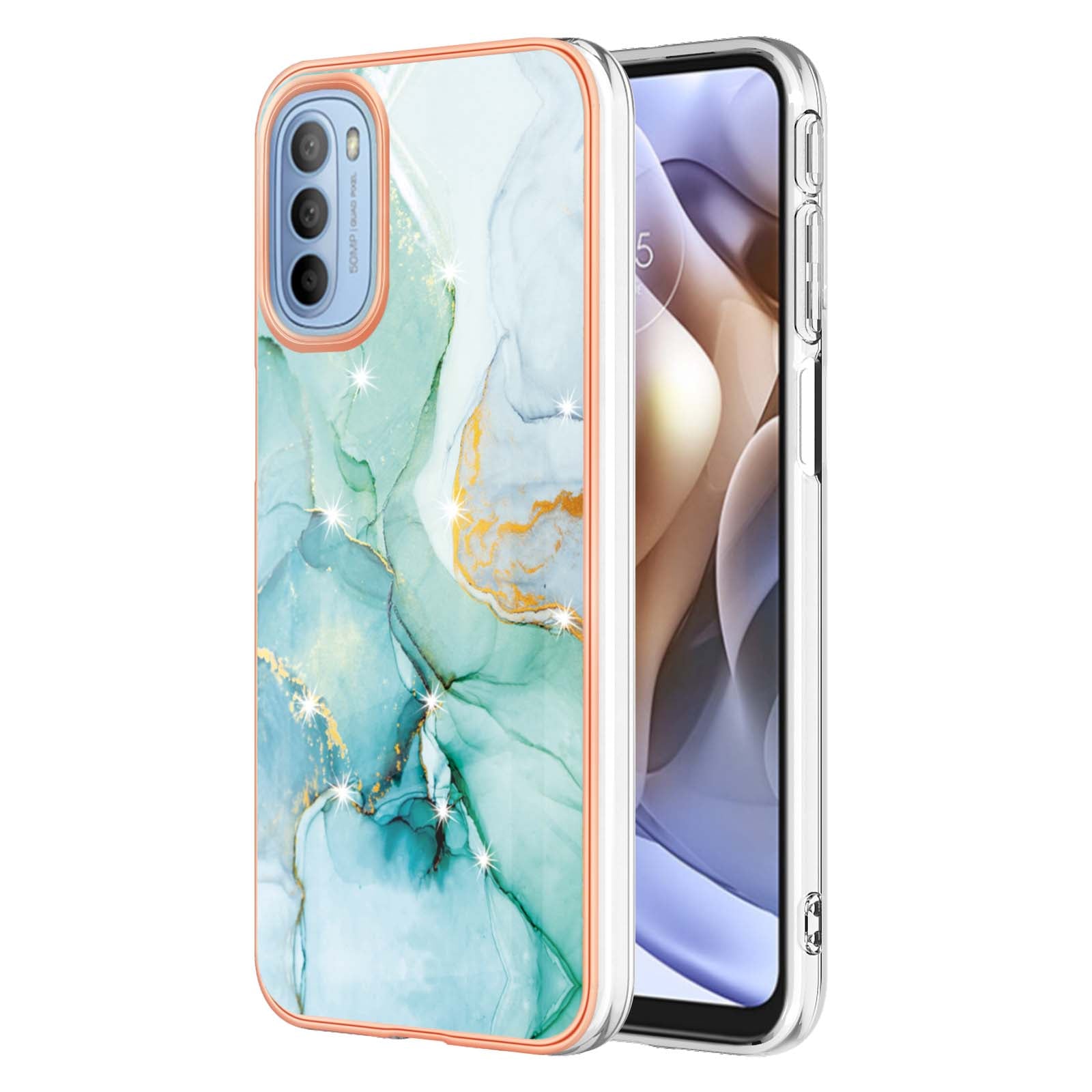 YB IMD Series-2 Marble Soft TPU Case for Motorola Moto G31 / Moto G41, IMD Anti-Scratch Electroplating Cover