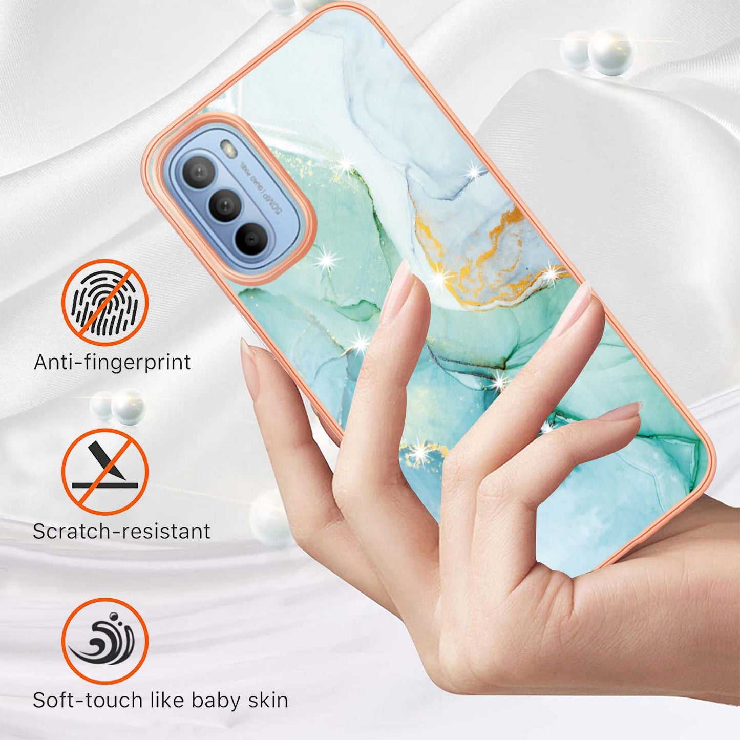 YB IMD Series-2 Marble Soft TPU Case for Motorola Moto G31 / Moto G41, IMD Anti-Scratch Electroplating Cover