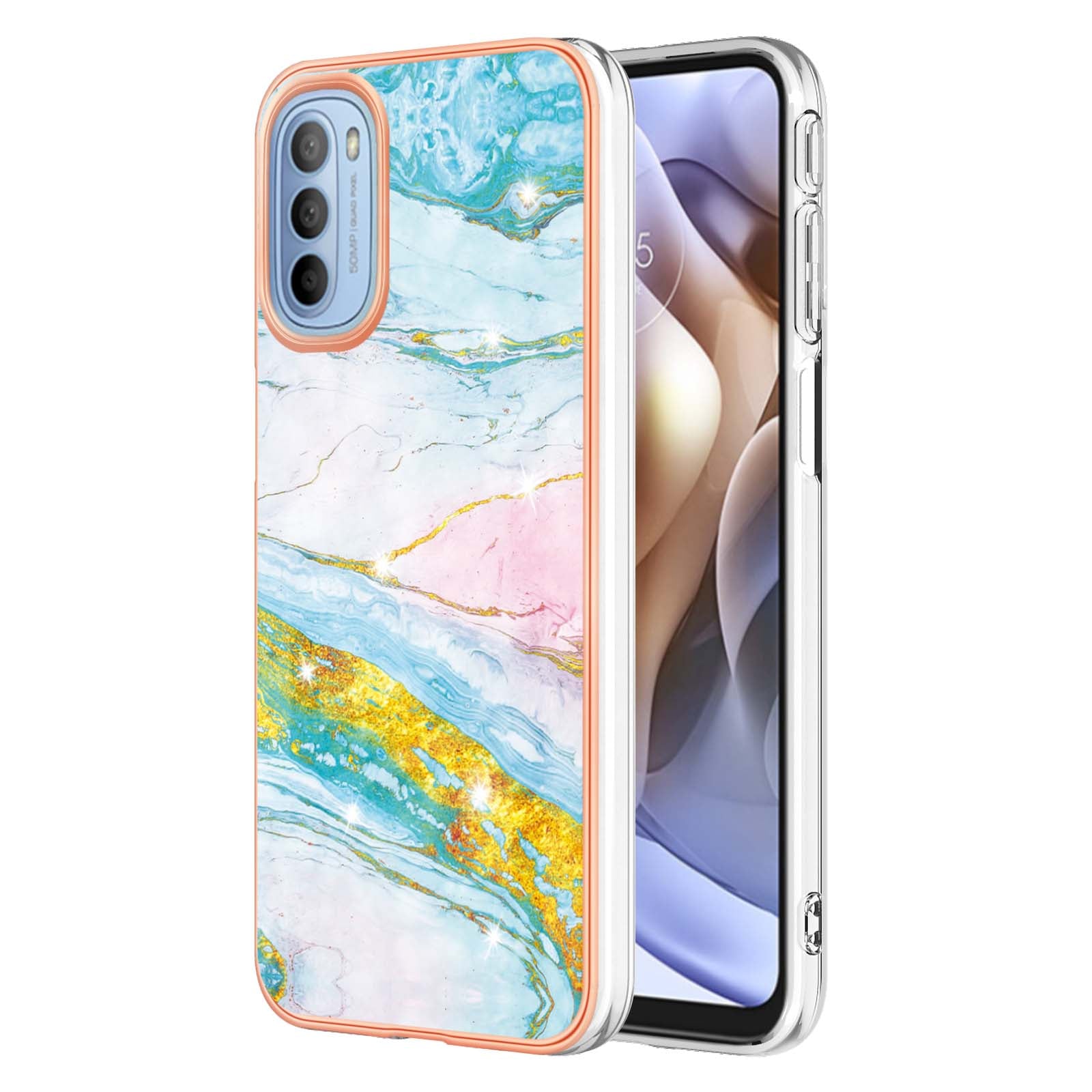 YB IMD Series-2 Marble Soft TPU Case for Motorola Moto G31 / Moto G41, IMD Anti-Scratch Electroplating Cover