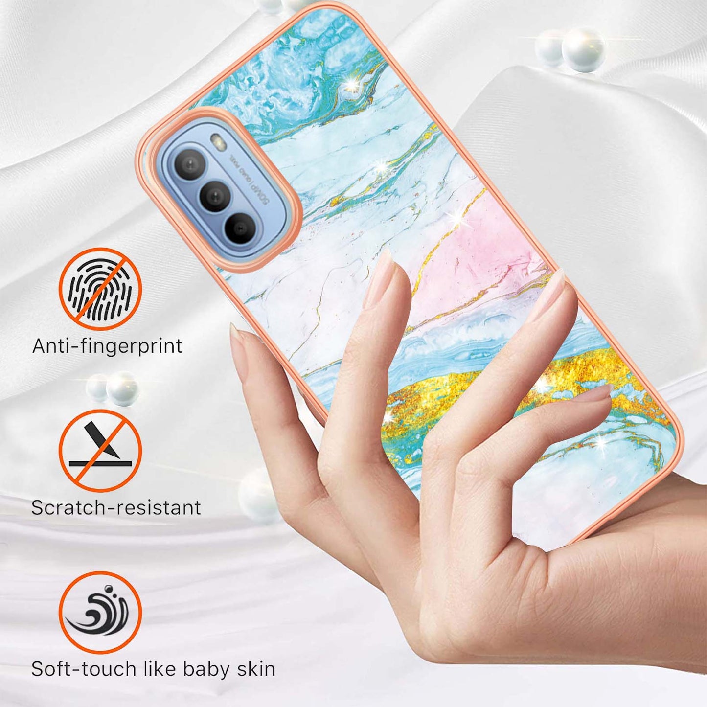 YB IMD Series-2 Marble Soft TPU Case for Motorola Moto G31 / Moto G41, IMD Anti-Scratch Electroplating Cover