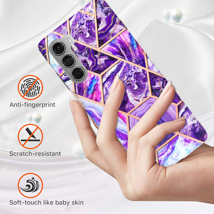 YB IMD Series-3 for Motorola Moto G200 5G / Edge S30 Marble IMD Flexible TPU Case Electroplate Reinforced Corners Shockproof Cover