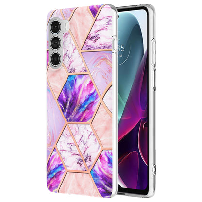 YB IMD Series-3 for Motorola Moto G200 5G / Edge S30 Marble IMD Flexible TPU Case Electroplate Reinforced Corners Shockproof Cover