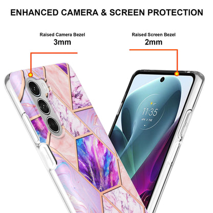 YB IMD Series-3 for Motorola Moto G200 5G / Edge S30 Marble IMD Flexible TPU Case Electroplate Reinforced Corners Shockproof Cover