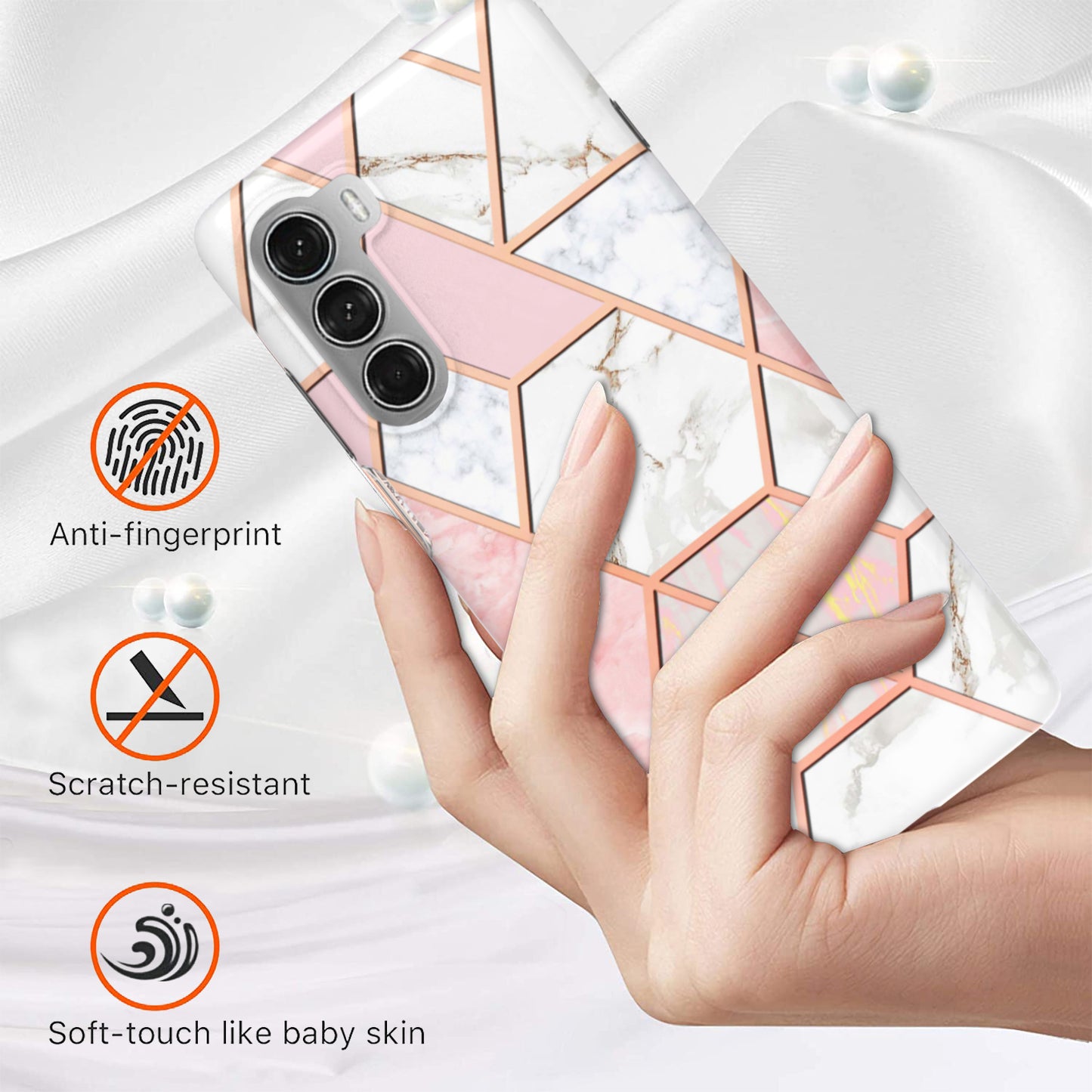 YB IMD Series-3 for Motorola Moto G200 5G / Edge S30 Marble IMD Flexible TPU Case Electroplate Reinforced Corners Shockproof Cover