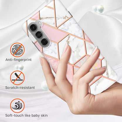 YB IMD Series-3 for Motorola Moto G200 5G / Edge S30 Marble IMD Flexible TPU Case Electroplate Reinforced Corners Shockproof Cover