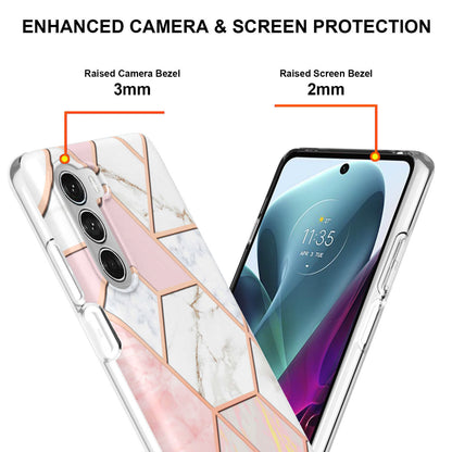 YB IMD Series-3 for Motorola Moto G200 5G / Edge S30 Marble IMD Flexible TPU Case Electroplate Reinforced Corners Shockproof Cover