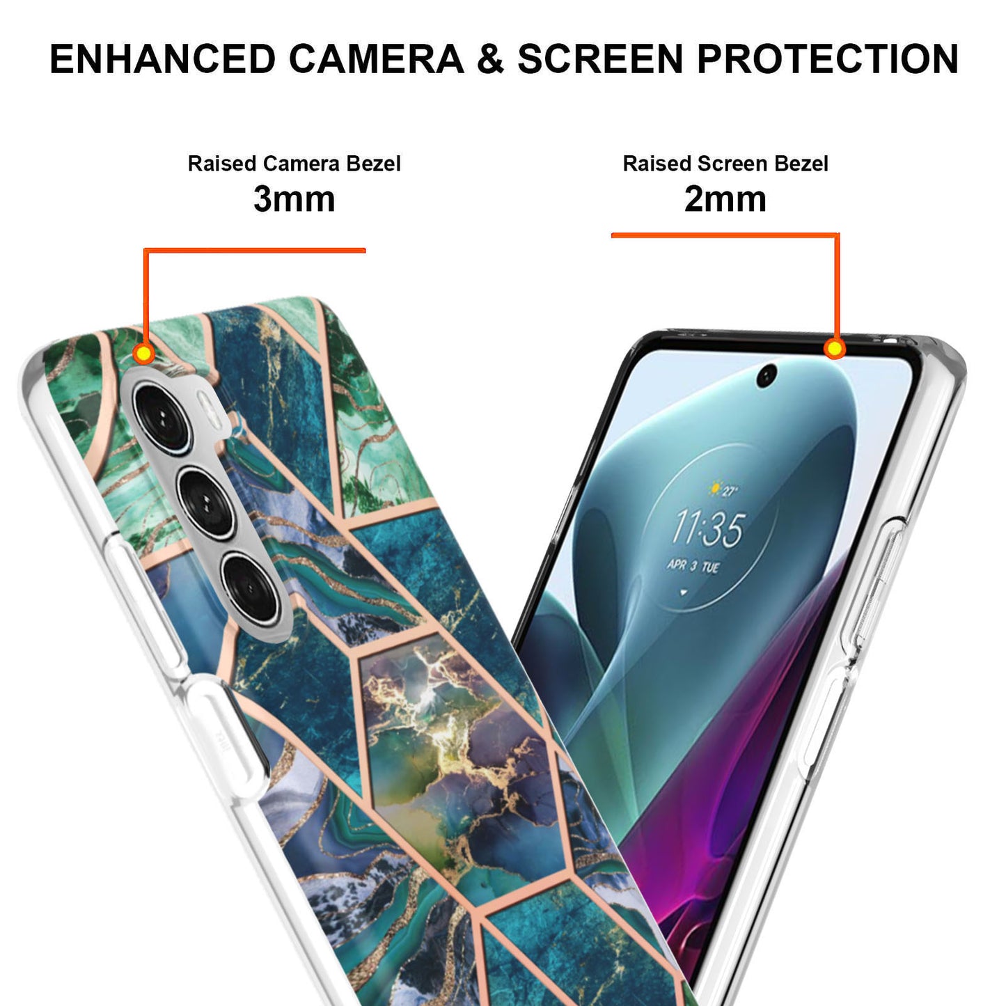 YB IMD Series-3 for Motorola Moto G200 5G / Edge S30 Marble IMD Flexible TPU Case Electroplate Reinforced Corners Shockproof Cover
