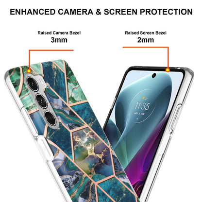 YB IMD Series-3 for Motorola Moto G200 5G / Edge S30 Marble IMD Flexible TPU Case Electroplate Reinforced Corners Shockproof Cover